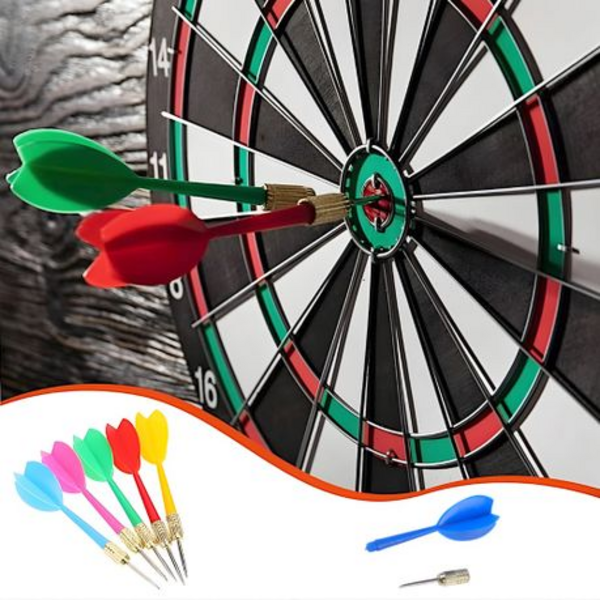 10-Piece Multi-Coloured Dart Set with Steel Tips