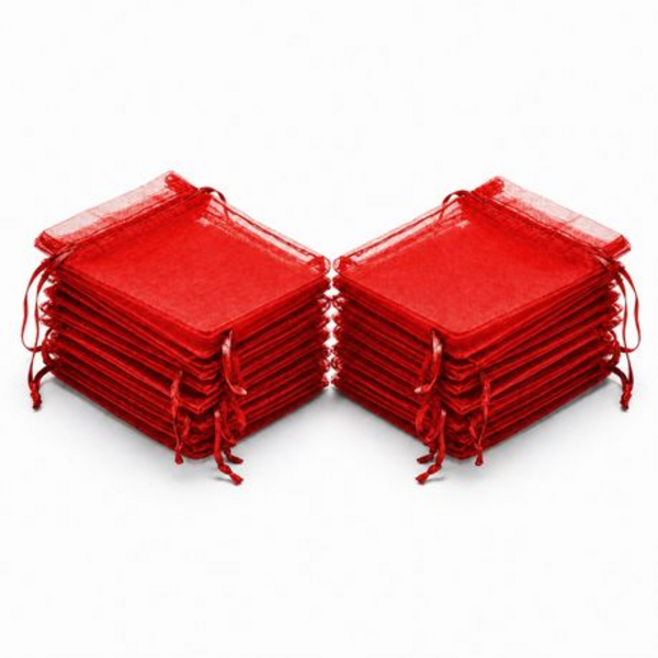 50 Organza 7cm × 9cm Bags in White, Black, Gold, Silver, Black and Red - Image 37