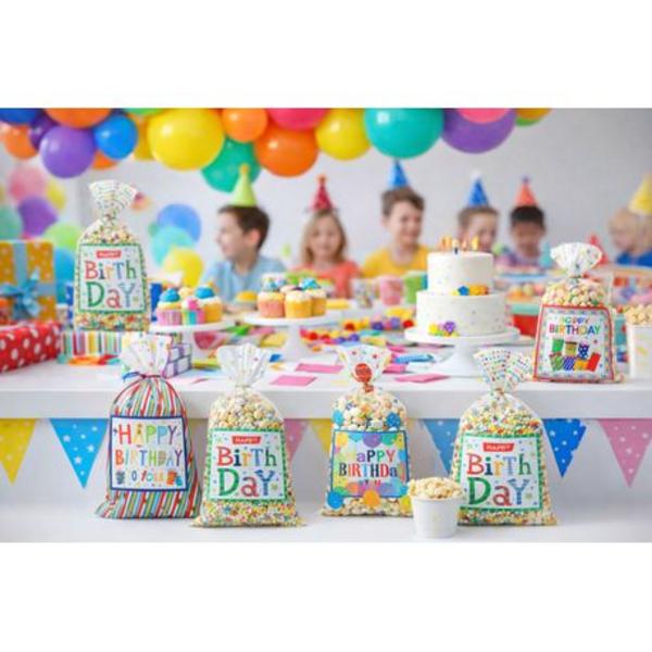 36 Colourful Cellophane Treat Bags for Birthday Parties, Sweets and Gifts