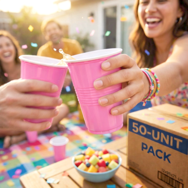 50 Disposable Party Cups - 470ml / 16oz Sturdy Plastic Drinking Cups - Image 16