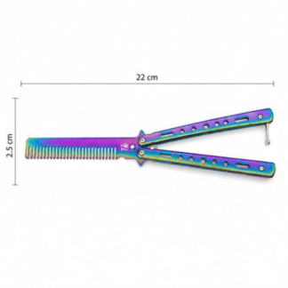Trainer Non Sharp Butterfly Comb Knife - Rainbow Multi Colour Practice Tool