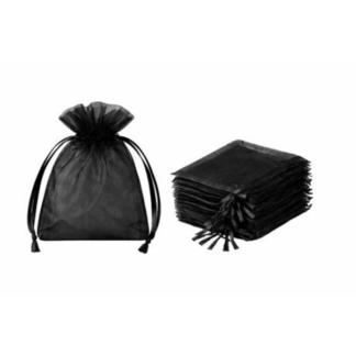 50 Organza 9cm x 12xm Bags in White, Black, Gold, Silver, Black and Red