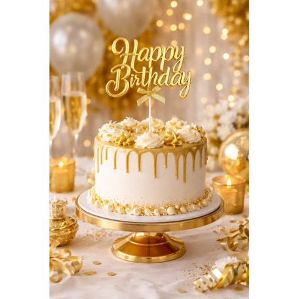 Birthday Cake 3D Decor Topper - Gold or Silver - Bday Party - Image 3