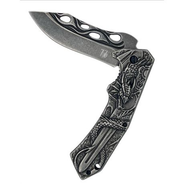 Mystical Dragon & Knight Sword Folding Tactical Assisted Opening Knife - Image 6