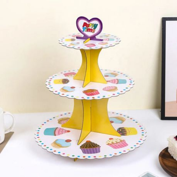 Party in Style: 3-Tier Cupcake Stand with Cupcake Design & Festive Message - Image 2