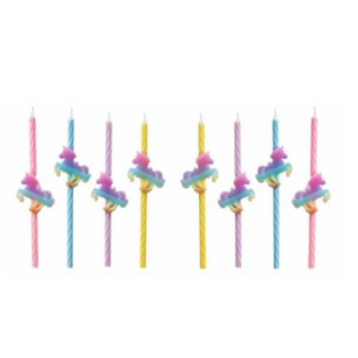 Unicorn Themed Birthday Party Candles 8-Piece