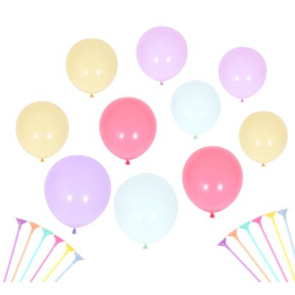 Pastel Colored Balloons Pack with Sticks and Holders for Party Decor - 20 Piece - Image 4