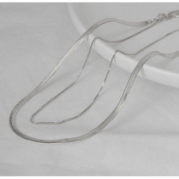 Chino "Gold" or "Silver" Herringbone Necklace Choker with Snake Chain - Image 10