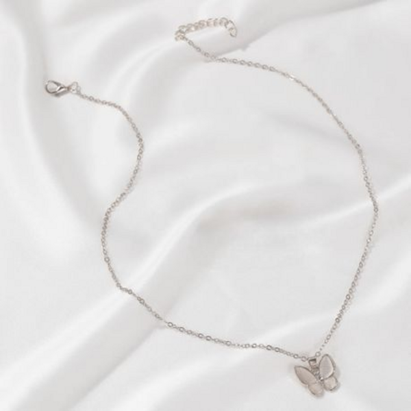 Flutter into Elegance with Our Pearl Coloured " Silver" Butterfly Pendant