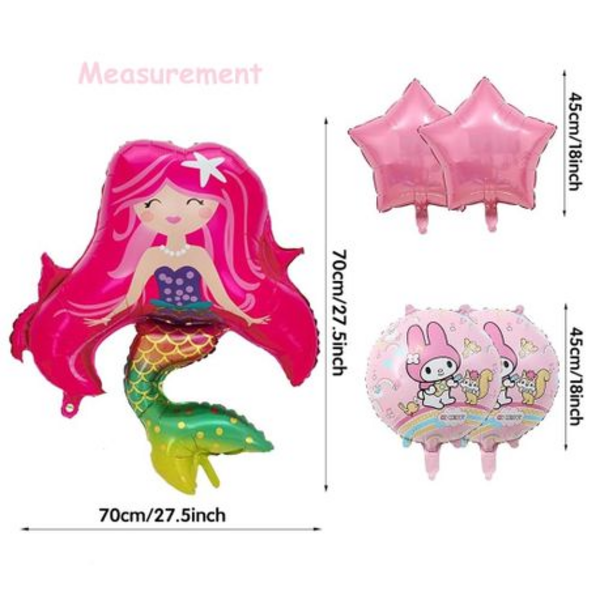 Whimsical Birthday Party Kit: 5 Pieces of Oceanic Fun with Mermaid Balloon. - Image 3