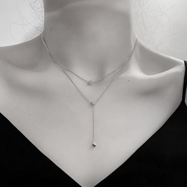 Triple the Charm: Square Pendant Necklace - Image 6