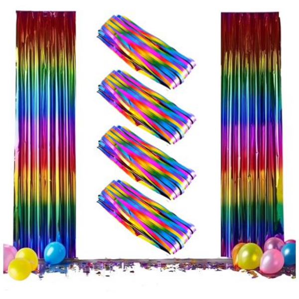 Shimmer and Shine with Our Pack of 4 Multicoloured Foil Curtains!