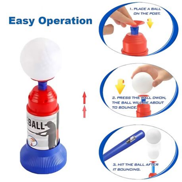 Super Baseball Fun: Automatic Ball Launcher Adjustable Bat, 3 Plastic Balls