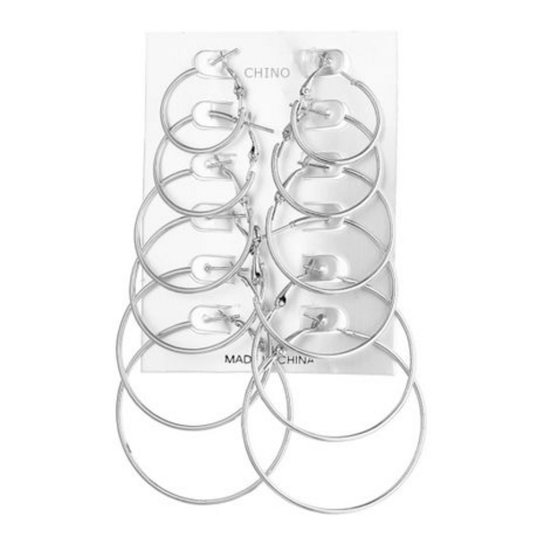 6 Pairs Exaggerated Hoop Earrings for Ladies & Girls