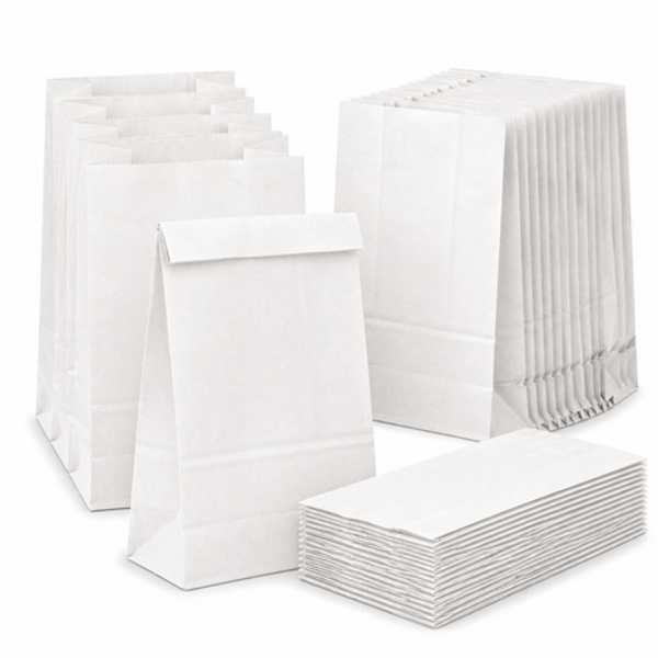 100 Pack Kraft Paper Gift Bags - 13x20cm Small Brown & White Treat Bags - Image 11