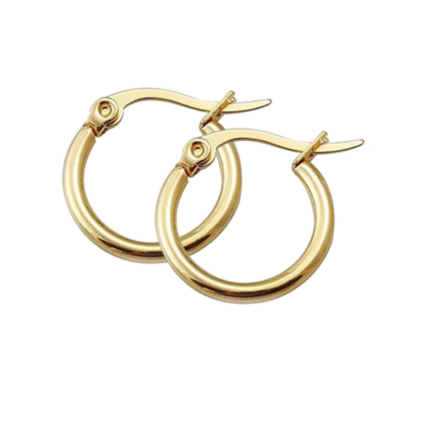 Elevate Your Style with the Sparkling 15mm Stainless Steel Hoop Earrings - Image 2
