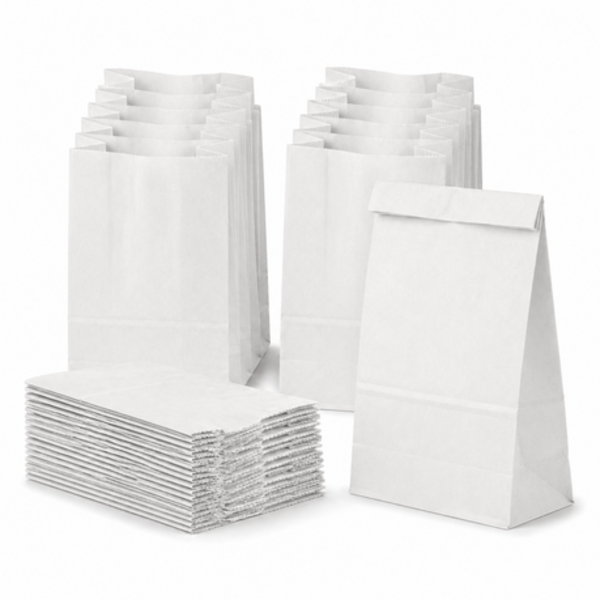 100 Pack Kraft Paper Gift Bags - 13x20cm Small Brown & White Treat Bags - Image 6