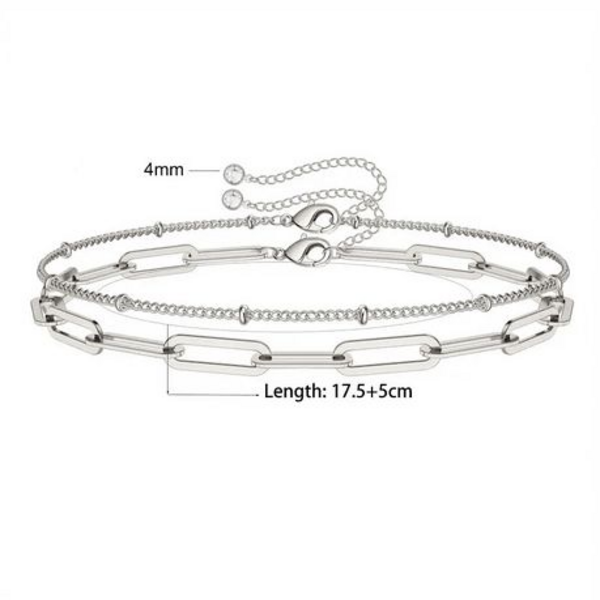 Stacked Style: The Double Layered Paperclip & Bead Bracelet Set - Image 7