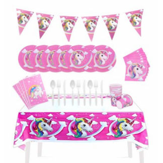 Magical Unicorn Party Essentials Disposable Set for 20 People / 142-Piece