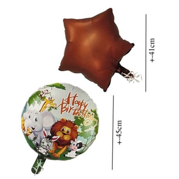 5-Piece Lion Safari Happy Birthday Themed Foil Balloon Party Decoration Set
