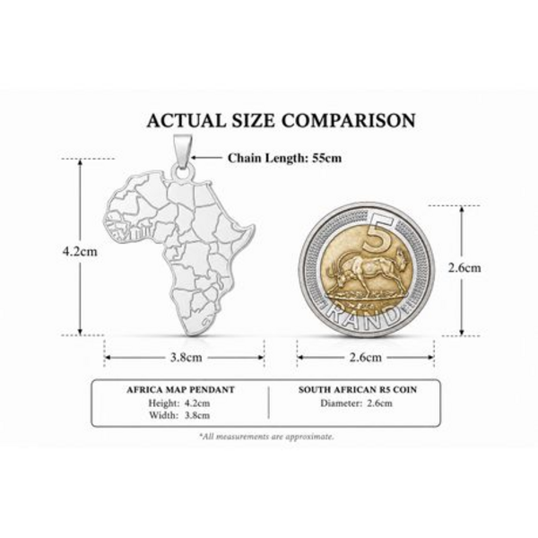 Map of Africa Pendant with Necklace - 55cm Length and 2mm Link Width