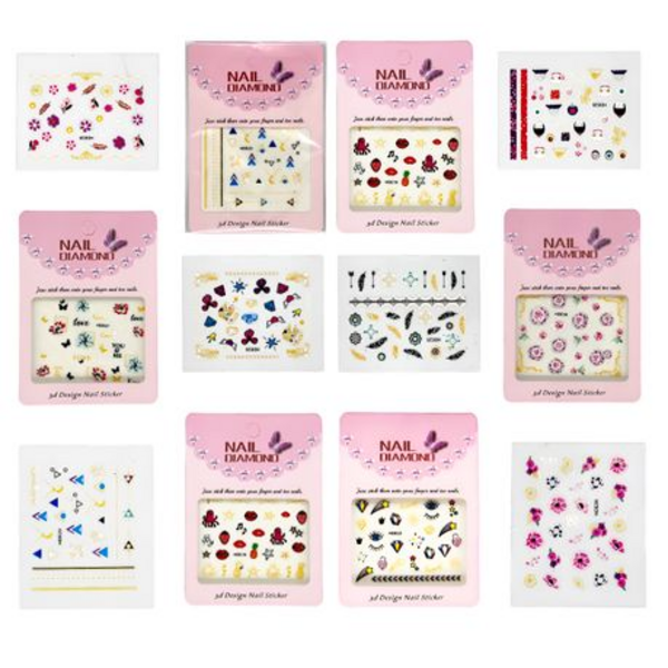12 Piece Sticker Pack with Raised Designs, Perfect for Girls' Parties.