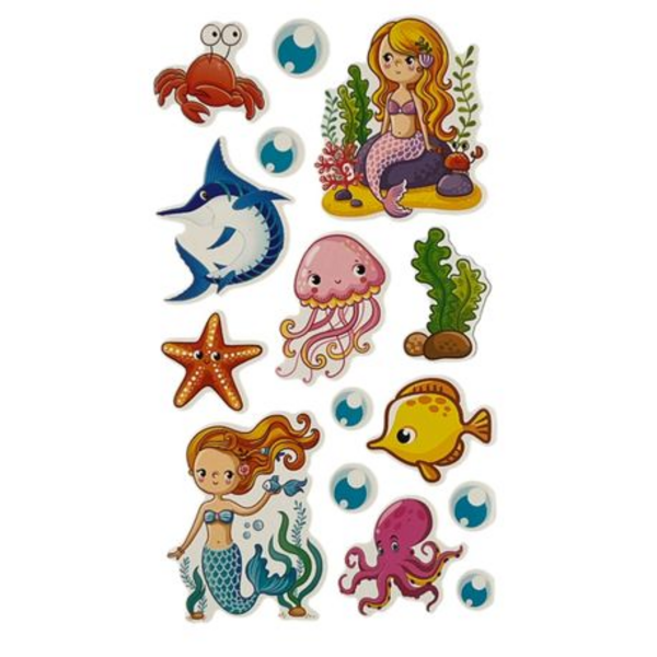 3D Foam Stickers Set - Unicorns, Mermaids, and Summer Fun - Image 2