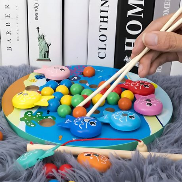 Unbox - Wooden Magnetic Fishing & Beads Clipping Kids Interactive Toy Game