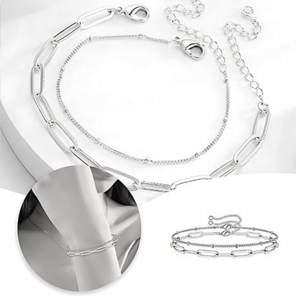 Stacked Style: The Double Layered Paperclip & Bead Bracelet Set - Image 12