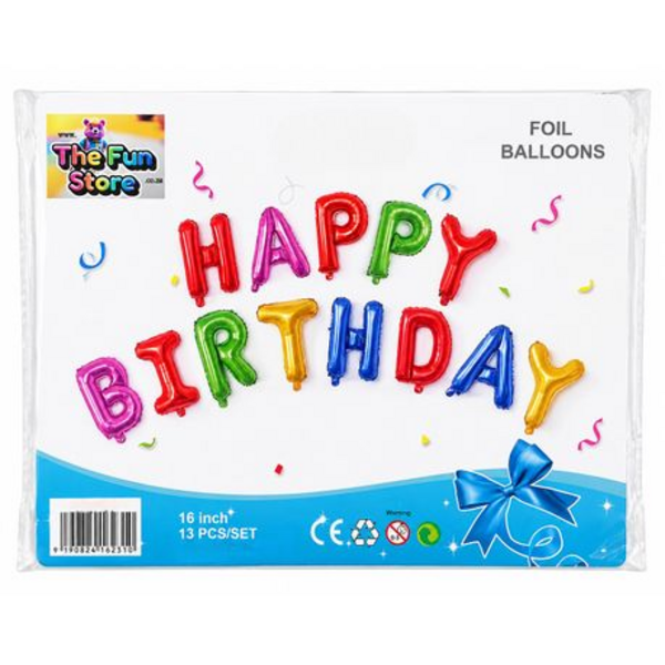 Happy Birthday Foil Letter Balloons - 41cm Large Multi Colour Bday Kit Set