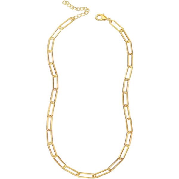 Get Linked in Style: Gold Stainless Steel Paperclip Necklace - Women Gift