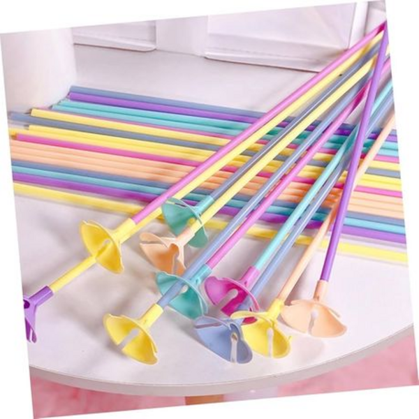 Pastel Colored Balloons Pack with Sticks and Holders for Party Decor - 20 Piece - Image 3