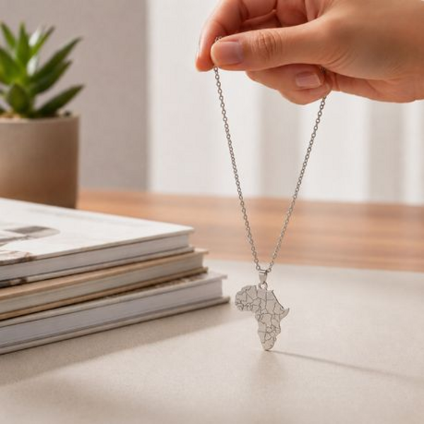 Map of Africa Pendant with Necklace - 55cm Length and 2mm Link Width