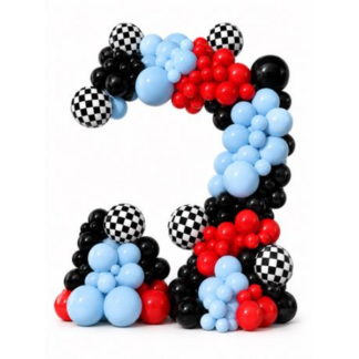100Pieces of Race Car Balloon Garland Kit - Red, Blue, & Black Balloon Arch