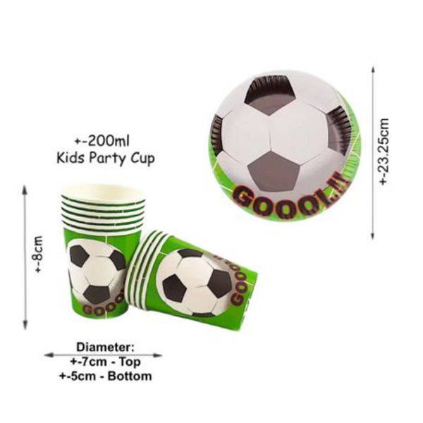 60-Piece Soccer GOAL Themed Disposable Partyware Set for 20 Guests