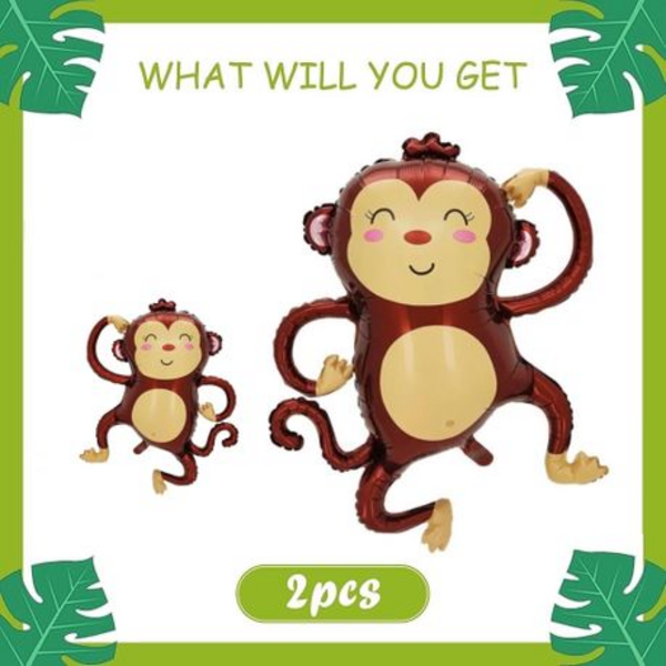 Jungle Adventure Balloons - 2 Pack of 3D Monkey Foil Balloons - Image 2