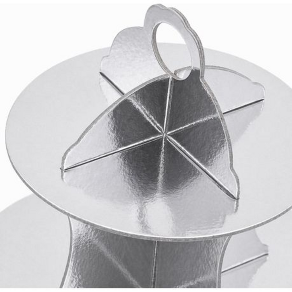 2 x Cupcake Cake Stand - 3-Tier Foil Covered Cardboard in Gold or Silver - Image 15
