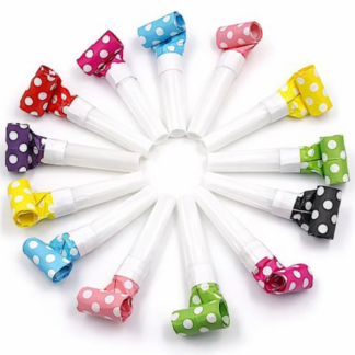 Colourful Polka Party Blowouts with White Polka Dots - Perfect Party Favors