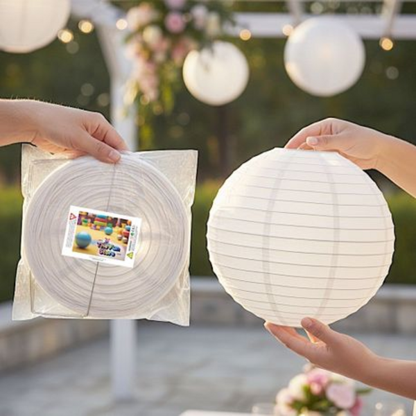 Chinese Paper Lanterns - 5 Pack - Large 40cm Round Hanging Lanterns - Image 2