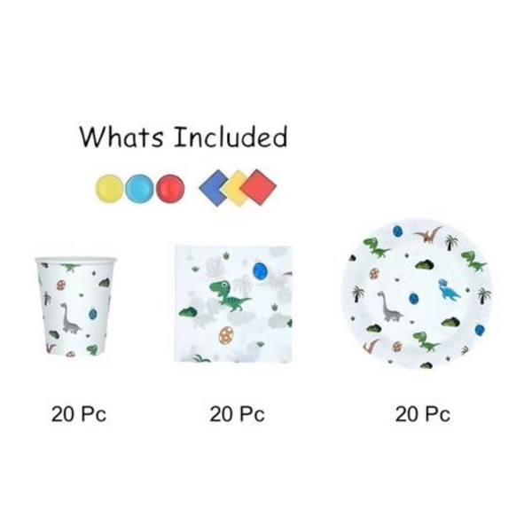 Prehistoric Party Essentials - 60-Piece Disposable Tableware Set - Image 3
