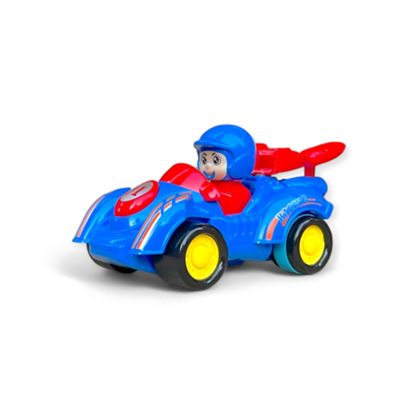 3 Piece Kids Pull Back & Go Inertia FI Racing Cars - Red Yellow & Blue - Image 2