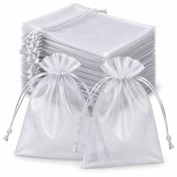 50 Organza 17cm x 23cm Bags in White, Black, Gold, Silver, Black and Red - Image 14