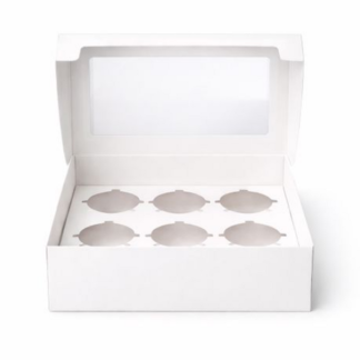 12 Pack Sturdy Cupcake Boxes with Clear Windows - Holds 6 Cupcakes per Box