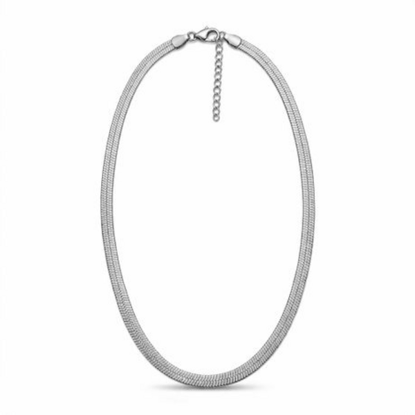 Necklace Choker Chain 45cm - Flat Snake / Herringbone - in Gold or Silver - Image 10