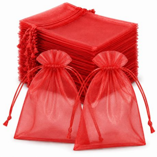 50 Organza 17cm x 23cm Bags in White, Black, Gold, Silver, Black and Red - Image 24