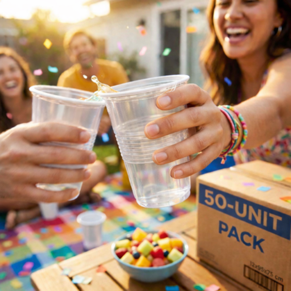 50 Disposable Party Cups - 470ml / 16oz Sturdy Plastic Drinking Cups - Image 33