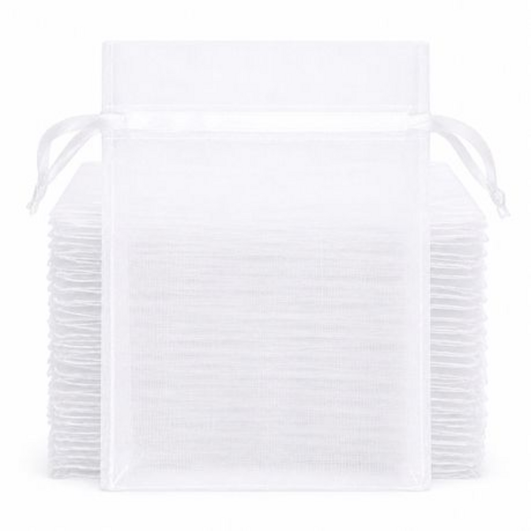 50 Organza 17cm x 23cm Bags in White, Black, Gold, Silver, Black and Red - Image 40