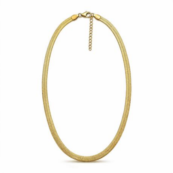 Necklace Choker Chain 45cm - Flat Snake / Herringbone - in Gold or Silver - Image 16