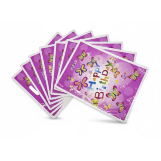 30pc Colorful Plastic Gift Bags with Happy Birthday Design - Glossy Finish