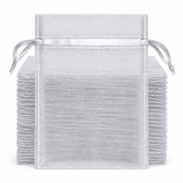 50 Organza 17cm x 23cm Bags in White, Black, Gold, Silver, Black and Red - Image 25